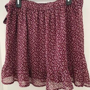 Hollister Maroon Floral Skirt